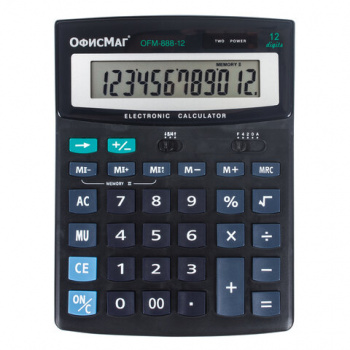 Калькулятор настольный ОФИСМАГ OFM-888-12 (200х150 мм), 12 разрядов, двойное питание, 250224 Калькулятор настольный ОФИСМАГ OFM-888-12 (200х150 мм), 12 разрядов, двойное питание, 250224