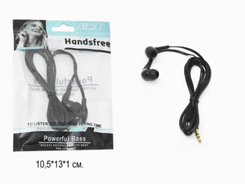Наушники арт. XX-18-3 Проводные черные Handsfree в бирюзовом пак. Наушники арт. XX-18-3 Проводные черные Handsfree в бирюзовом пак.