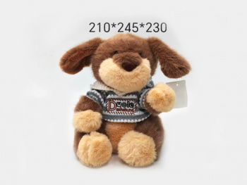 им Собака арт. 789-50-21 Коричневая сидит в кофте 21 см в пак._