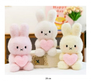 им Зайка арт. YE250914-4 Цвета микс с сердцем в лапках 28 см в пак.)