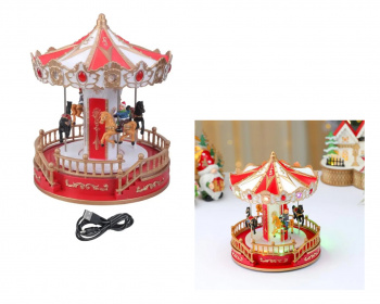 Сувенир Новогодний арт. H533-601 "Карусель" свет 18*24 см в кор.