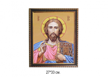Алмазная мозаика ZFD79543 Икона Иисусс 27*33 неполная выкладка на подрамнике