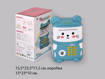 Сейф арт. 6708 Копилка "Котик" 2 цвета в кор.)