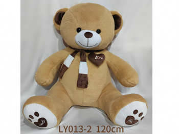 им Медведь арт. LY013-2/LY019-2 Коричневый с сердцем в шарфе 120 см в пак._