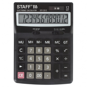 Калькулятор настольный STAFF STF-2512 (170х125 мм), 12 разрядов, двойное питание, 250136 Калькулятор настольный STAFF STF-2512 (170х125 мм), 12 разрядов, двойное питание, 250136
