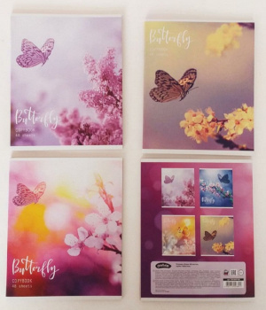 км_Тетрадь арт. ТОК48КР-ББ 48 л. А5 кл. скреп. офс.№2 Creativiki БАБОЧКИ мел. карт., ВД-лак, эконом