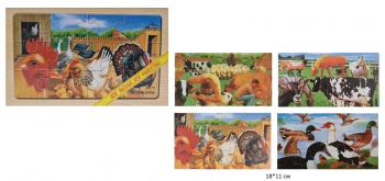 Деревянная игрушка арт. 5588-68-7 Пазл Животные и птицы Набор 4 шт. в кор.)