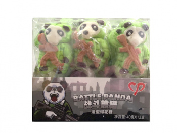 Маршмеллоу арт. 222222/ На палочке "Панда с автоматом" 40 г 12 шт. в открытой кор.