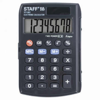Калькулятор карманный STAFF STF-883 (95х62 мм), 8 разрядов, двойное питание, 250196 Калькулятор карманный STAFF STF-883 (95х62 мм), 8 разрядов, двойное питание, 250196