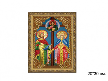Алмазная мозаика арт. CDX056 Икона Петр и Февронья 20*30 неполная выкладка на подрамнике