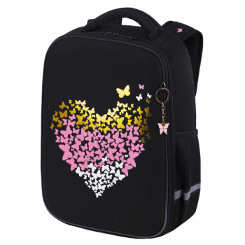 Ранец BRAUBERG LIGHT, 1 отделение, с брелоком, "Shining heart", фольгированная печать, 36х26х13 см, Ранец BRAUBERG LIGHT, 1 отделение, с брелоком, "Shining heart", фольгированная печать, 36х26х13 см,