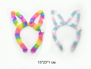 Ободок арт. 10CHM/MK-FG Ушки мех. свет радужный в пак._~