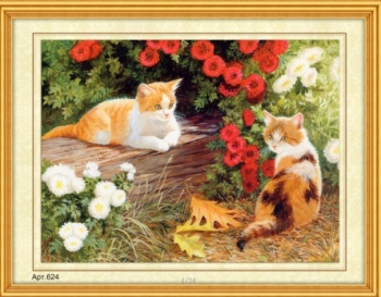 рк Набор для вышивания арт. 624 бисером 35x45см(частичн.заполн.,канва с рис) Рыжие котята в цветах рк Набор для вышивания арт. 624 бисером 35x45см(частичн.заполн.,канва с рис) Рыжие котята в цветах