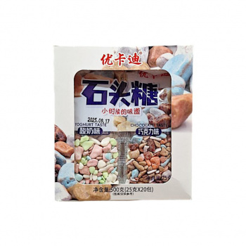 Конфета арт. 241186/ Камушки со вкусами йогурта и шоколада 25 г 20 шт. в кор.'