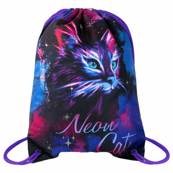 Мешок для обуви BRAUBERG PREMIUM, карман, подкладка, светоотражайка, 43х33 см, "Neon cat", 271621 Мешок для обуви BRAUBERG PREMIUM, карман, подкладка, светоотражайка, 43х33 см, "Neon cat", 271621