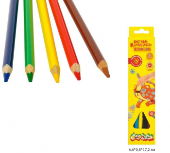 км_Набор цветных карандашей арт. КМКМ06 Каляка-Маляка ПРЕМИУМ утолщ.6цв.трехгран.корп.дерев.карт.уп.