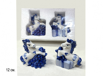 Фигурка фарфоровая арт. W2003-601 Лошадь бело-синяя ассорти 12 см 1шт. в пак. (2 шт.) упак.