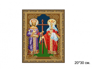 Алмазная мозаика арт. CDX055 Икона Петр и Февронья 20*30 неполная выкладка на подрамнике