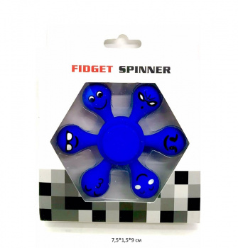 Спиннер арт. GJZJ Смайлик синий 6 лучей в кор._