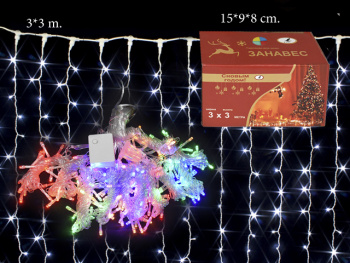 Гирлянда электр. арт. 311-33-501 Штора цветная 3х3 м в кор.