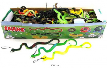 Игр. резин. арт. 1865-72 Змея на резинке цвета микс 40 см в кор._