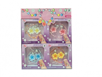 Набор украшений арт. 6822-83 "Цветы" браслет + клипсы ассорти в кор. (12 шт.) шоубокс=