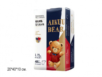Подгузники арт. PPS-L "Aikuu bear" премиум, гипоаллер. 9-14 кг, 48 шт. упак.