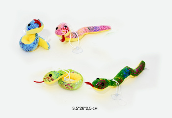 им Змея арт. 2W-17-502 Цвета микс на присоске в пак.