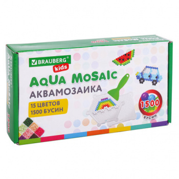Аквамозаика 15 цветов, 1500 бусин, с трафаретами и инструментами, BRAUBERG KIDS, 664913 Аквамозаика 15 цветов, 1500 бусин, с трафаретами и инструментами, BRAUBERG KIDS, 664913