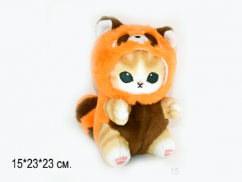 им Кот арт. 209103 В костюме красной панды сидит 23 см в пак.