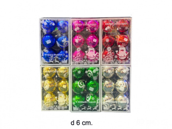 Шары арт. 190615-601 Набор 6 шт. d-6 см в кор. цвета микс Шары арт. 190615-601 Набор 6 шт. d-6 см в кор. цвета микс