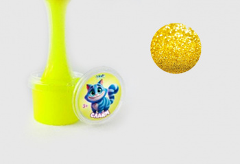 Слайм "Стекло" желтый неон с блестками, 90 гр