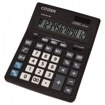 кв_Калькулятор настольный CITIZEN BUSINESS LINE CDB1201BK (205x155 мм), 12 разрядов, двойное питание кв_Калькулятор настольный CITIZEN BUSINESS LINE CDB1201BK (205x155 мм), 12 разрядов, двойное питание