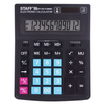 Калькулятор настольный STAFF PLUS STF-333-BKBU ( 200x154 мм) 12 разрядов, ЧЕРНО-СИНИЙ, 250461 Калькулятор настольный STAFF PLUS STF-333-BKBU ( 200x154 мм) 12 разрядов, ЧЕРНО-СИНИЙ, 250461