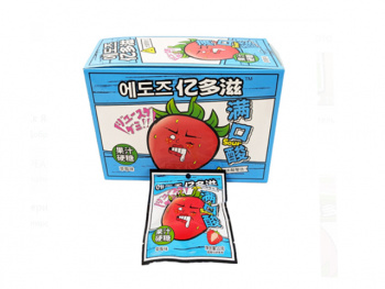 Конфета арт. 640084-3 Жевательная кислая "Клубника" 22 г 20 шт. голубая кор.;