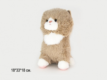 им Кошка арт. 14467-2-209 Бежевая с белым мохнатая 18*33 см в пак.