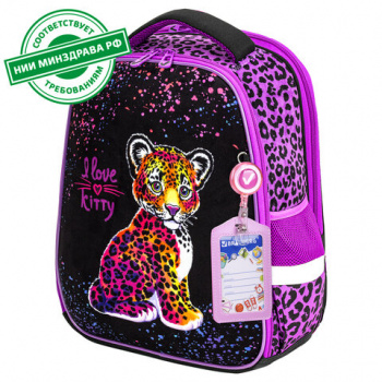 Ранец BRAUBERG FIT, 2 отделения, "Leopard", велюровое покрытие, 38х27х14 см, 272025 Ранец BRAUBERG FIT, 2 отделения, "Leopard", велюровое покрытие, 38х27х14 см, 272025