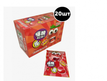 Конфета арт. 950185/950178-4 Кислая "Клубника" 24 г 20 шт. в красной кор.,