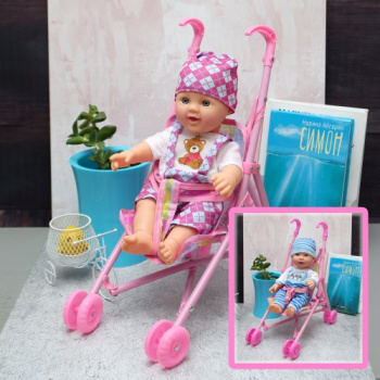 Пупс арт. D1427 С коляской в пак. 29*7*15