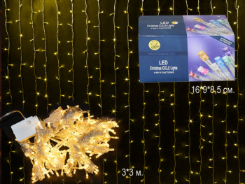 Гирлянда электр. арт. 314-33-501 Штора, теплый свет, 3х3 м в кор.