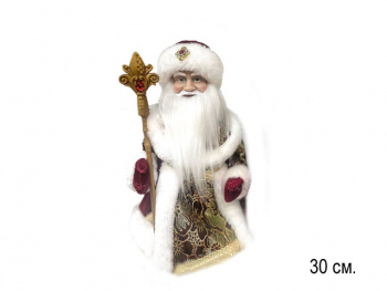 Дед Мороз арт. DA48-12-601 В бордово-золотистой шубке муз. 30 см в кор.