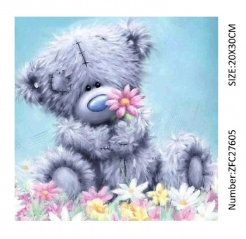 Алмазная мозаика арт. ZFC27605 Плюшевый медведь 30*20 полная выкладка на подрамнике