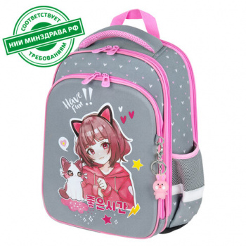 Ранец BRAUBERG QUADRO, 3 отделения, с брелком, "Anime friends", 37х28х18 см, 272022 Ранец BRAUBERG QUADRO, 3 отделения, с брелком, "Anime friends", 37х28х18 см, 272022