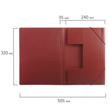 кс_Папка на резинках арт. 221622 BRAUBERG стандарт, красная, до 300 л. 0,5мм