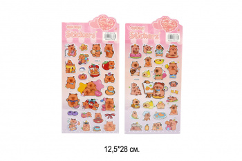 Наклейки арт. LTK-2-805 Объемные Капибара ассорти на листе Наклейки арт. LTK-2-805 Объемные Капибара ассорти на листе