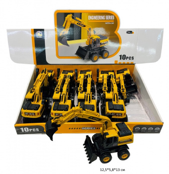 Экскаватор арт. BHX815 Колесный с отвалом инерц. (10 шт.) шоубокс• Экскаватор арт. BHX815 Колесный с отвалом инерц. (10 шт.) шоубокс•