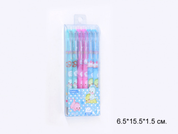 кц_Ручка шариковая арт. WB-5659 Автомат Набор 6 шт. синяя 0,5 мм Динозаврики в прозр.кор.