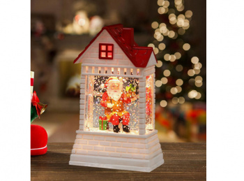 Фонарь Новогодний арт. 690818-3-502 "Дед Мороз с подарком" на батар. 13 см в кор.