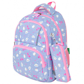 Рюкзак BRAUBERG KIDS SET, с пеналом в комплекте, 2 отделения, "Rainbow clouds", 37x28x16 см, 272100 Рюкзак BRAUBERG KIDS SET, с пеналом в комплекте, 2 отделения, "Rainbow clouds", 37x28x16 см, 272100