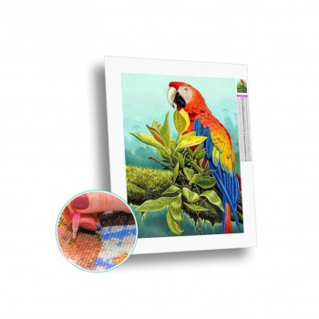 Алмазная мозаика арт. GLE77768 Попугай на ветке 40*50 полная выкладка на подрамнике Алмазная мозаика арт. GLE77768 Попугай на ветке 40*50 полная выкладка на подрамнике